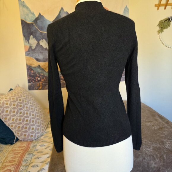 Investments 100% Cashmere Sweater Women’s S Black Mock Neck Soft Knit Pullover - Picture 7 of 11